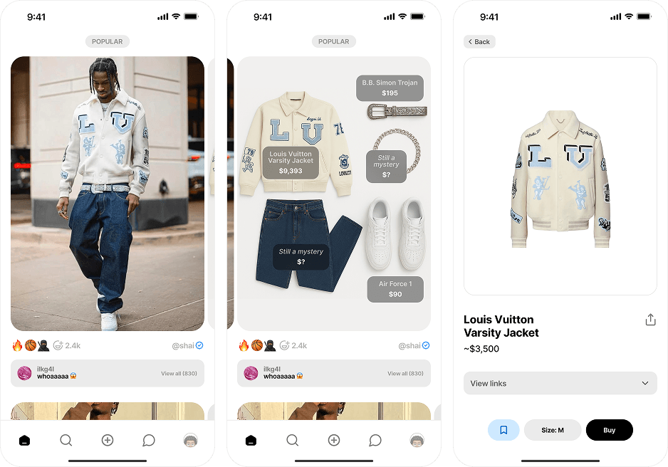 Screenshot of Outfits.bio - AI Powered stylist and social media platform based on fashion project
